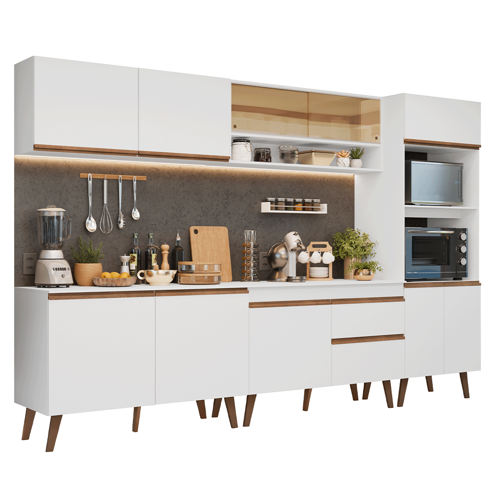 Armário de Cozinha Completa 310 cm Branco Pieta Madesa 02