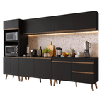 Armário de Cozinha Completa 310 cm Preto Pieta Madesa 03