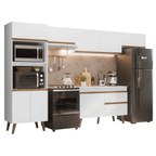 Armário de Cozinha Completa 330 cm Branco Pieta Madesa 01