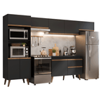 Armário de Cozinha Completa 330 cm Preto Pieta Madesa 01
