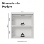Kit 2 Armários Aéreos de Cozinha 60 cm Branco/Preto Vidro Reflecta Bronze Vinil Madesa
