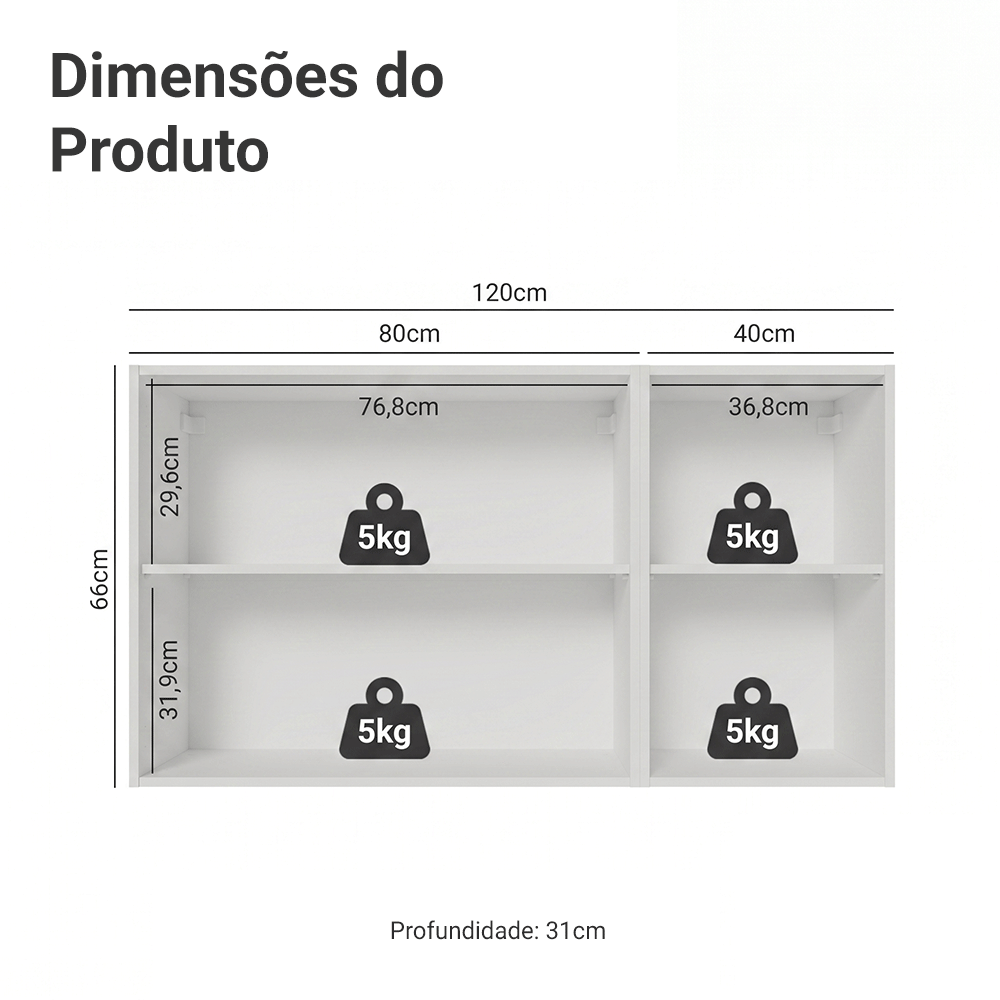 Kit 2 Armários Aéreos de Cozinha 3 Portas 120 cm Branco/Preto Vidro Reflecta Bronze Vinil Madesa