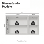 Kit 2 Armários Aéreos de Cozinha 3 Portas 120 cm Branco/Preto Vidro Reflecta Bronze Vinil Madesa