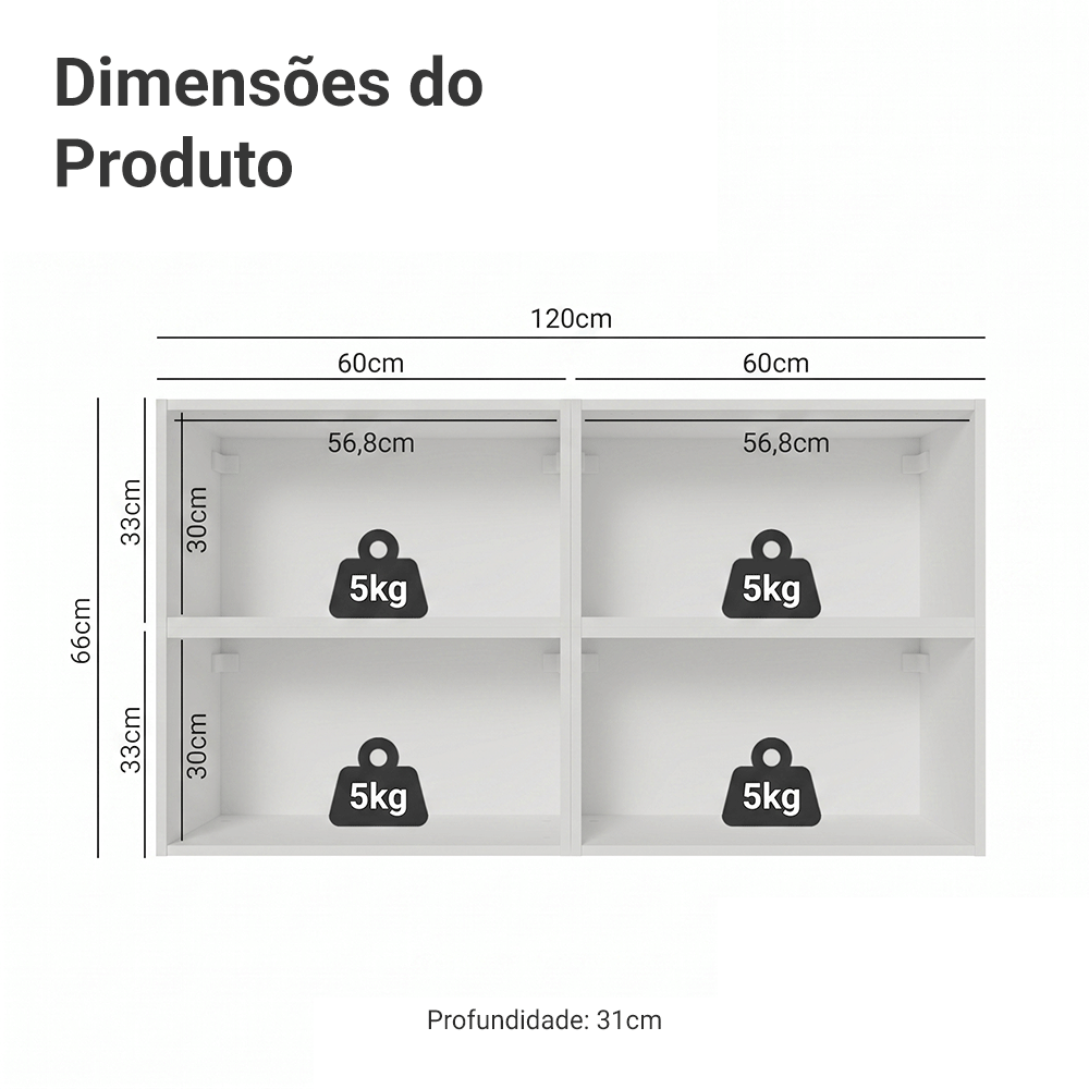 Kit 4 Armários Aéreos de Cozinha 120 cm Branco/Preto Vidro Reflecta Bronze Vinil Madesa