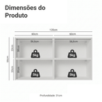 Kit 4 Armários Aéreos de Cozinha 120 cm Branco/Preto Vidro Reflecta Bronze Vinil Madesa