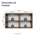 Kit 4 Armários Aéreos de Cozinha 120 cm Rustic/Preto Vidro Reflecta Bronze Vinil Madesa