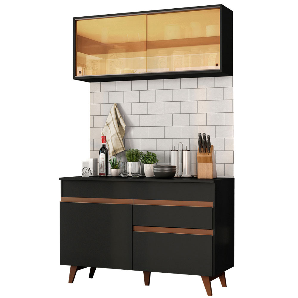 Armário de Cozinha Compacta 120cm Madesa Preto