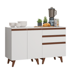 Kit com Dois Balcões de Cozinha 2 Portas 3 Gavetas (com tampo) Branco Reims Madesa