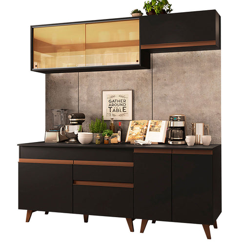 Armário de Cozinha Compacta 190cm Preto Reims Madesa 01