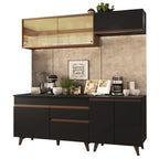 Armário de Cozinha Compacta 190cm Preto/Rustic Reims Madesa 01
