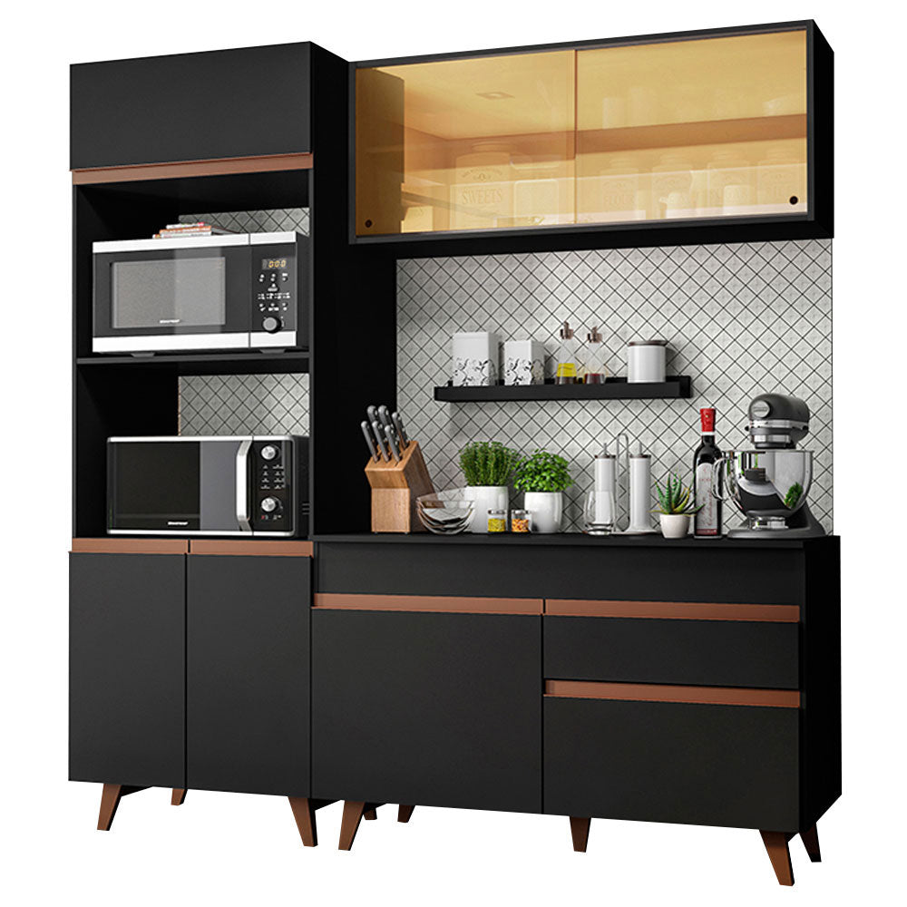 Armário de Cozinha Compacta 190cm Preto Reims Madesa 02
