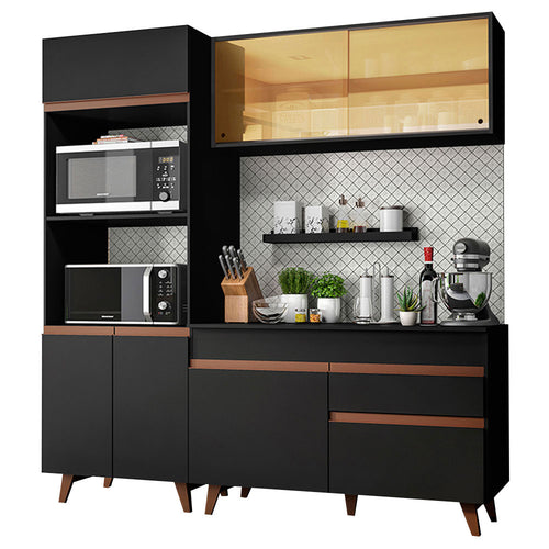 Armário de Cozinha Compacta 190cm Preto Reims Madesa 02