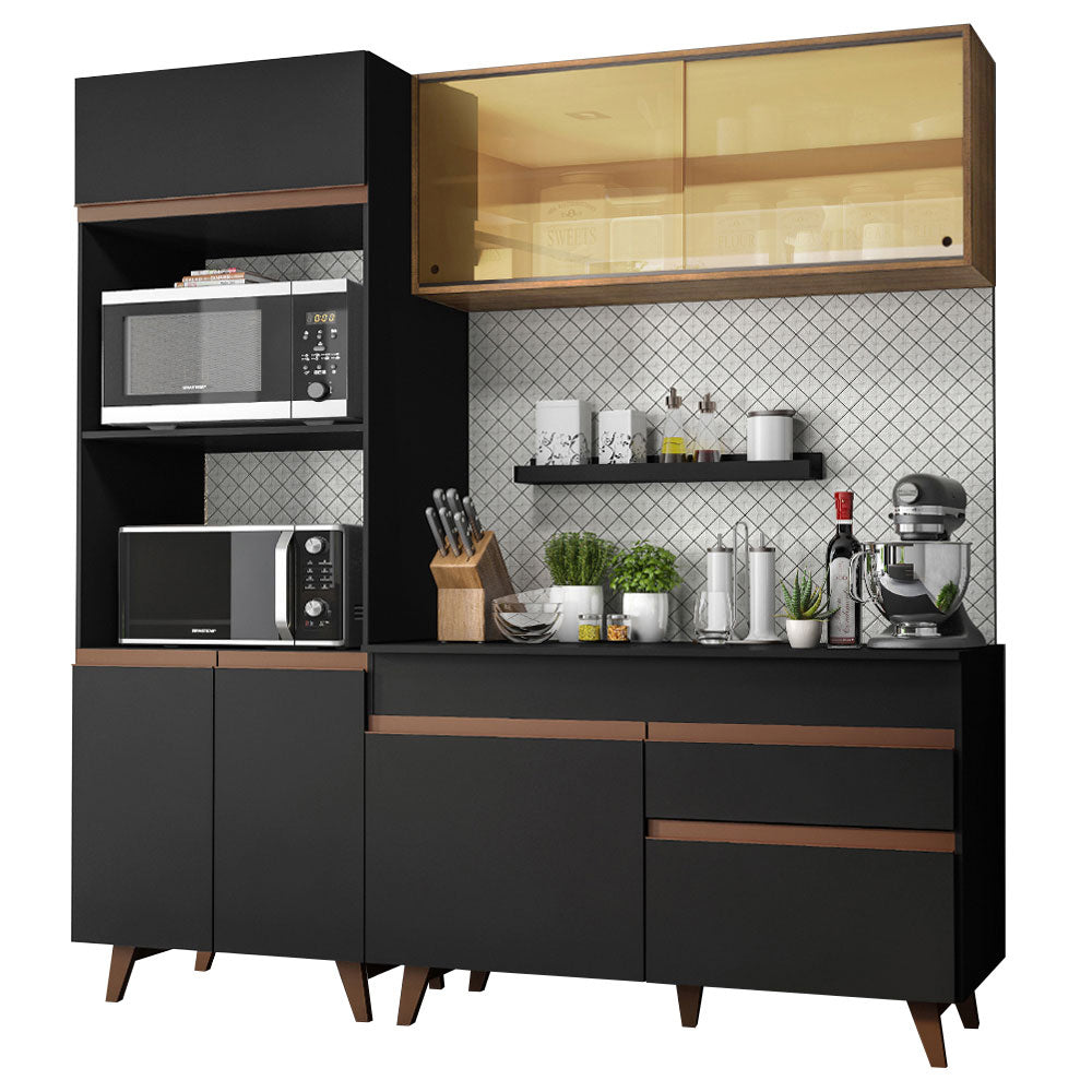 Armário de Cozinha Compacta 190cm Preto/Rustic Reims Madesa 02
