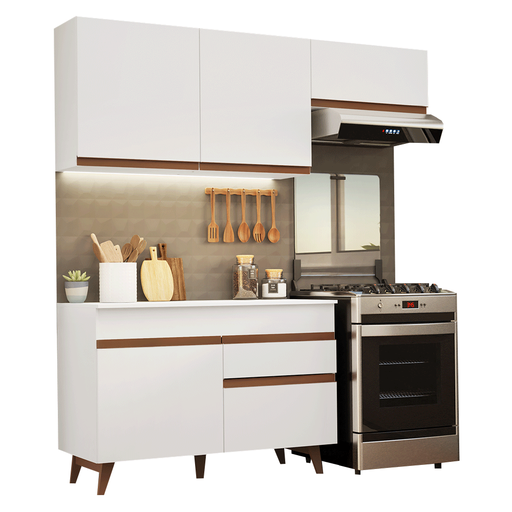 Armário de Cozinha Compacta 190cm Branco Reims Madesa 04