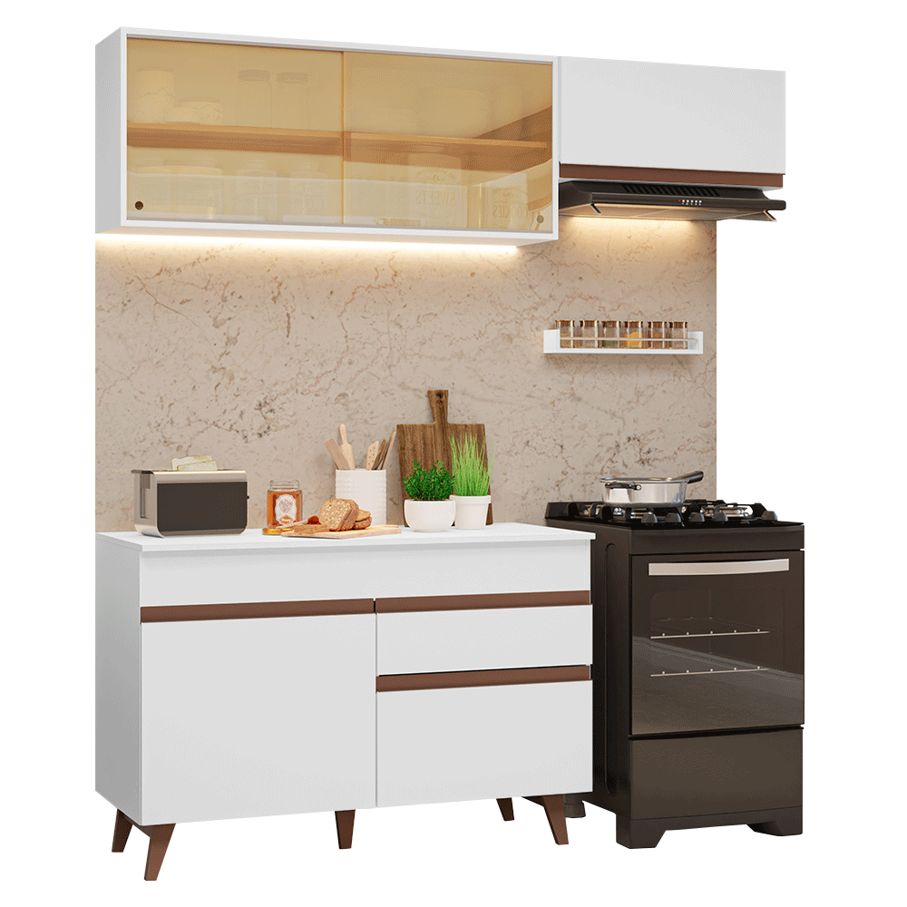 Armário de Cozinha Compacta 190cm Branco Reims Madesa 05
