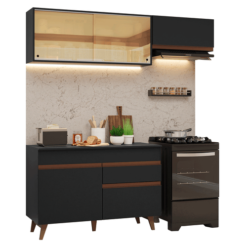Armário de Cozinha Compacta 190cm Preto Reims Madesa 05