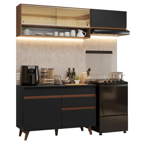 Armário de Cozinha Compacta 190cm Preto/Rustic Reims Madesa 06