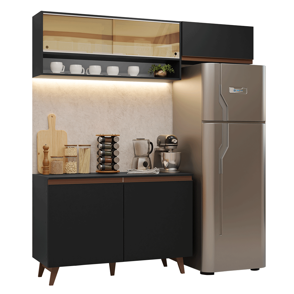Armário de Cozinha Compacta 190cm Preto Reims Madesa 07