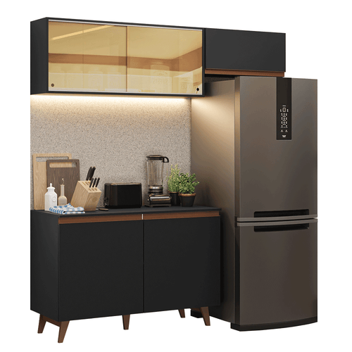 Armário de Cozinha Compacta 190cm Preto Reims Madesa 09