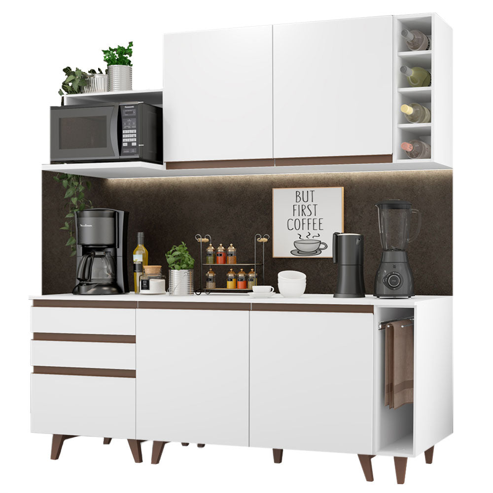 Armário de Cozinha Compacta 200cm Branco Reims Madesa 01