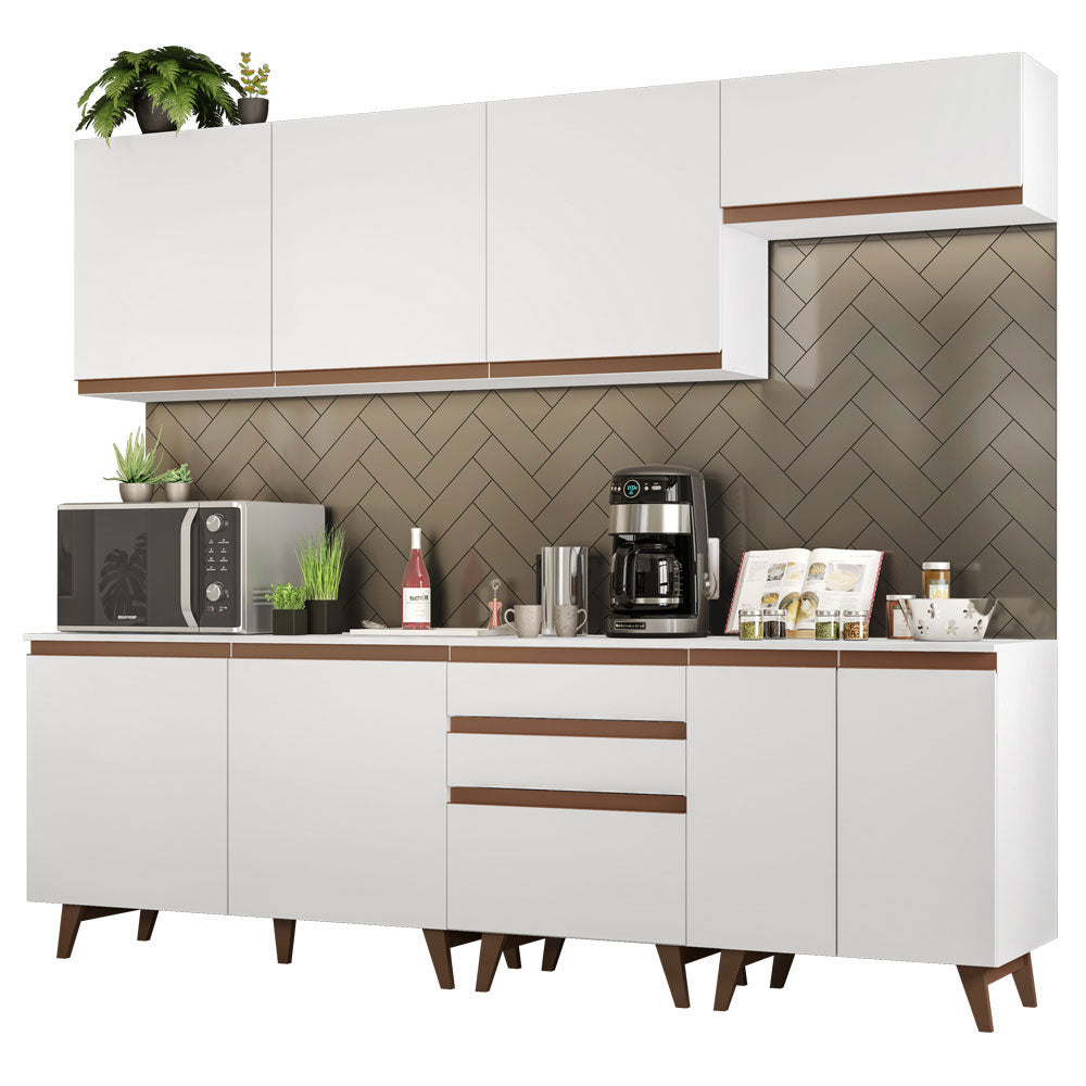 Armário de Cozinha Completa 250cm Branco Reims Madesa 01