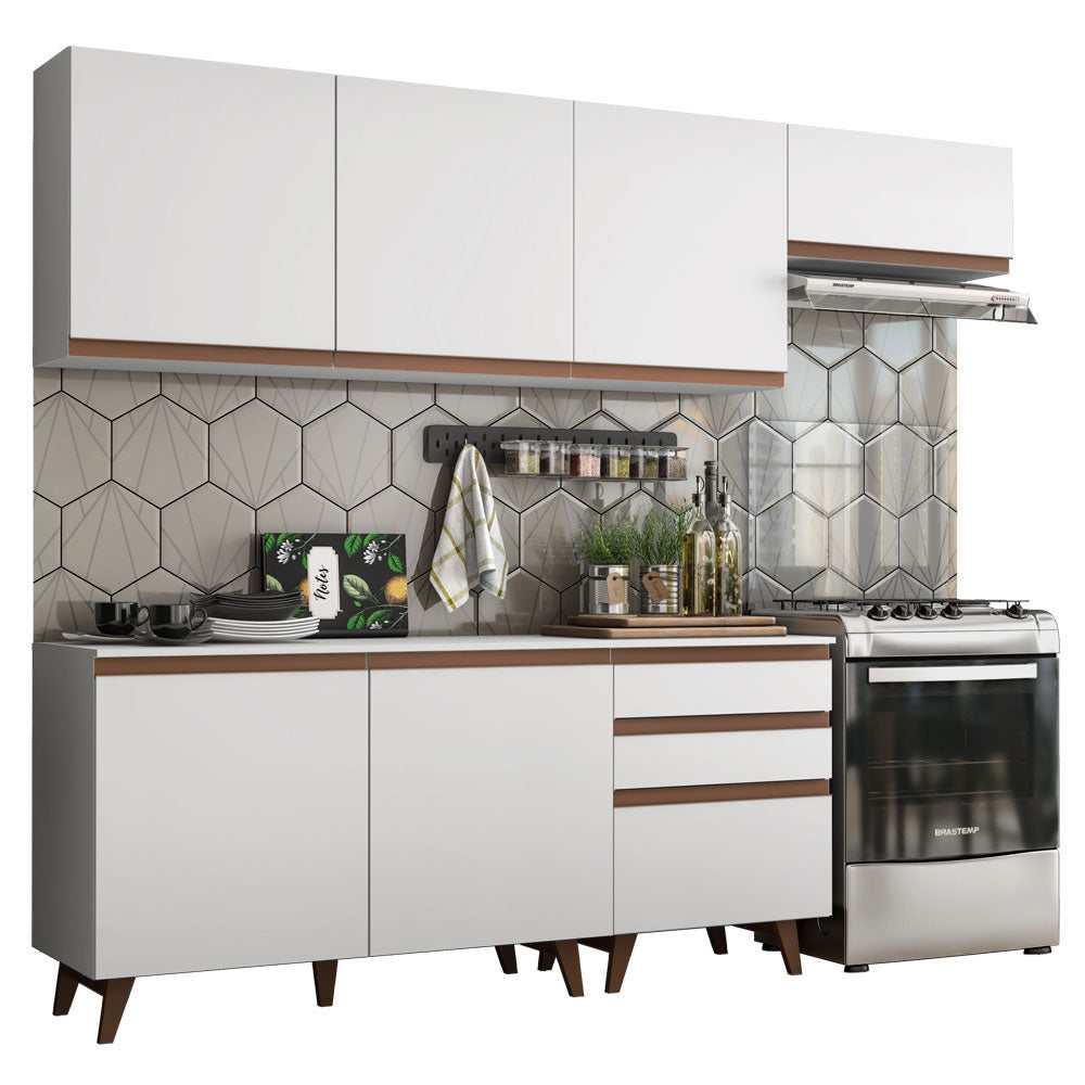 Armário de Cozinha Completa 250cm Branco Reims Madesa 02