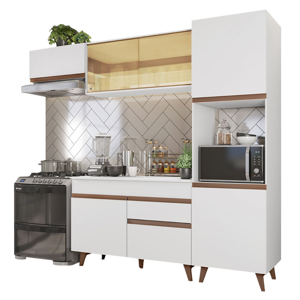 Armário de Cozinha Completa 250cm Branco Reims Madesa 03