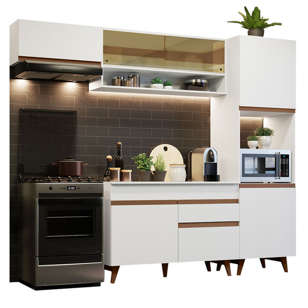 Armário de Cozinha Completa 250cm Branco Reims Madesa 04