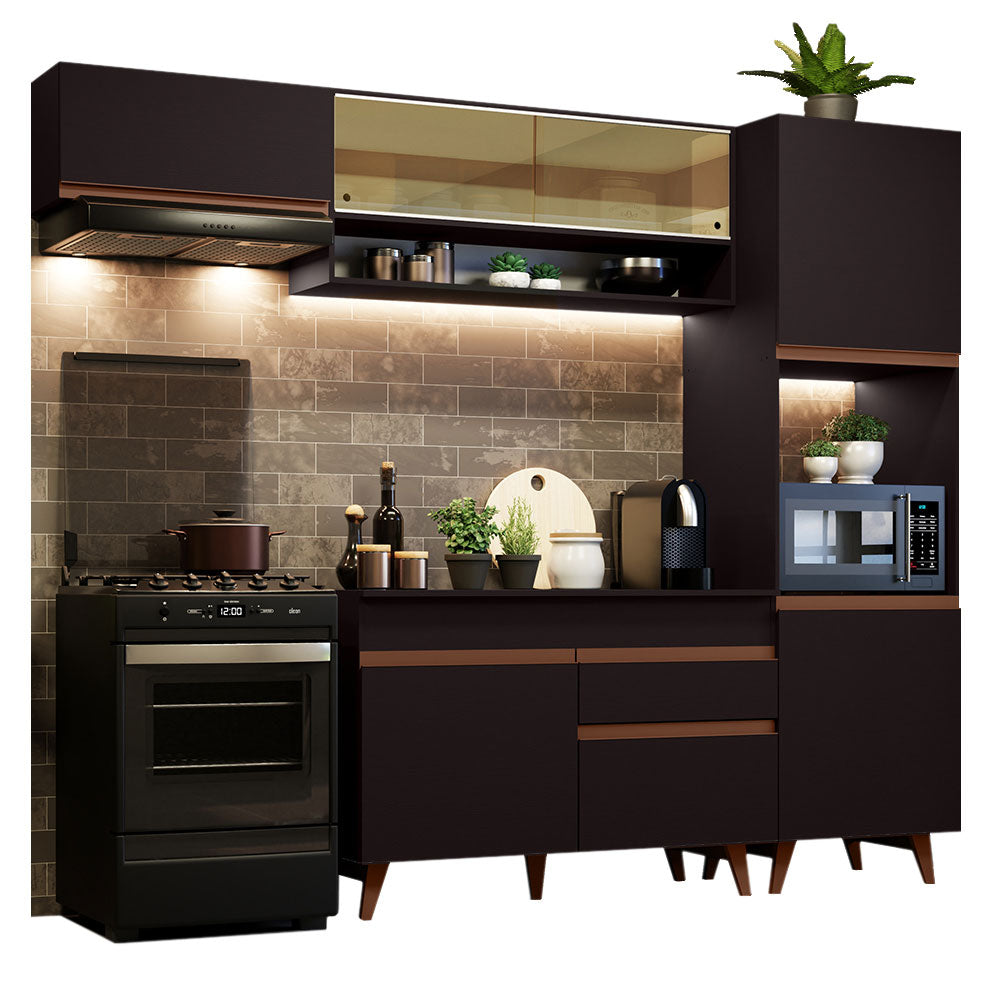 Armário de Cozinha Completa 250cm Preto Reims Madesa 04
