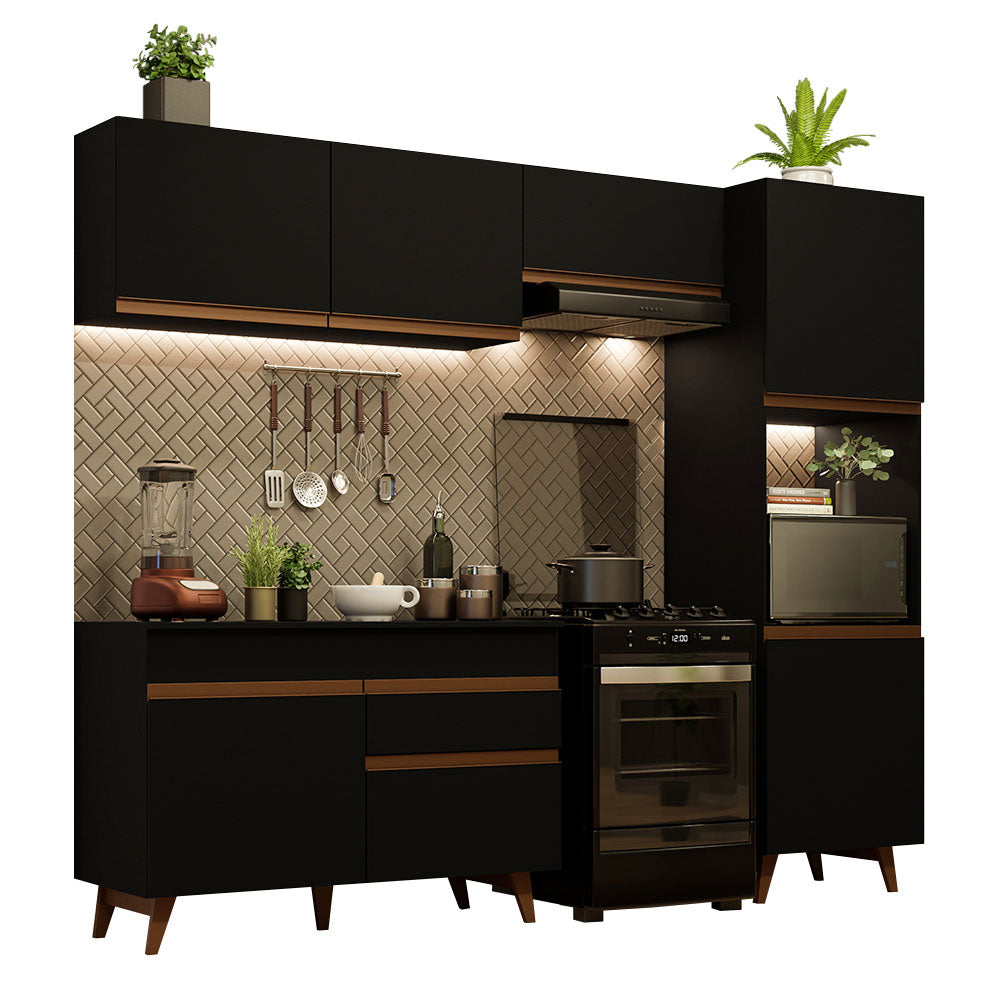 Armário de Cozinha Completa 250cm Preto Reims Madesa 05