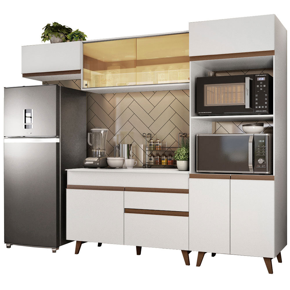Armário de Cozinha Completa 260cm Branco Reims Madesa 01