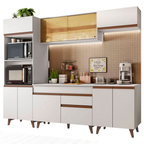 Armário de Cozinha Completa 260cm Branco Reims Madesa 02