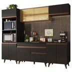 Armário de Cozinha Completa 260cm Preto/Rustic Reims Madesa 02