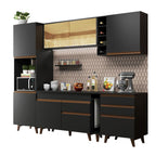 Armário de Cozinha Completa 260cm Preto Reims Madesa 04