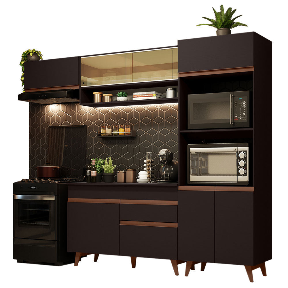 Armário de Cozinha Completa 260cm Preto Reims Madesa 07