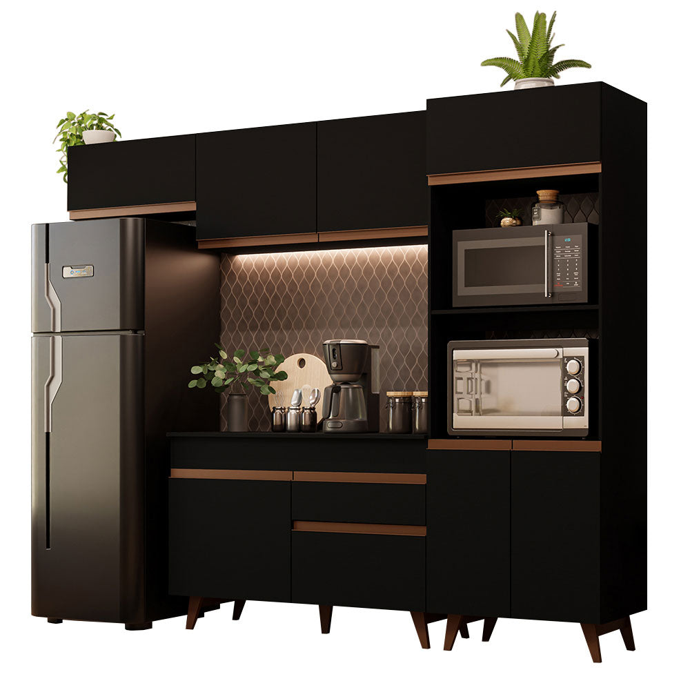Armário de Cozinha Completa 260cm Preto Reims Madesa 08