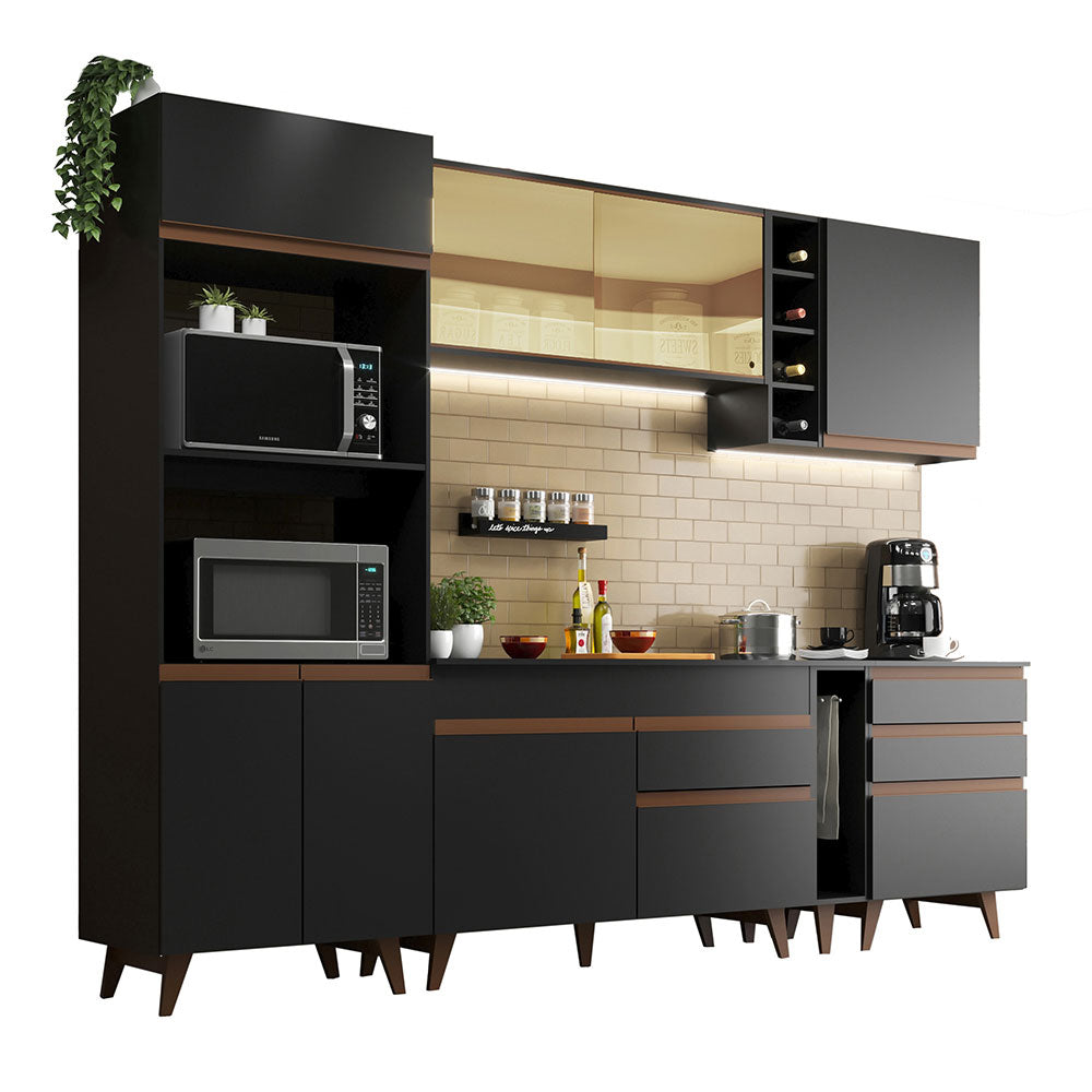 Armário de Cozinha Completa 270cm Preto Reims Madesa 01