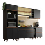 Armário de Cozinha Completa 270cm Preto Reims Madesa 01