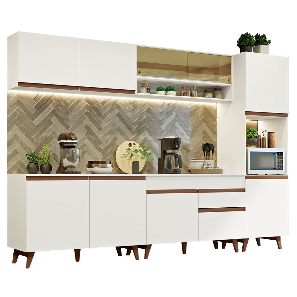 Armário de Cozinha Completa 300cm Branco Reims Madesa 02