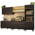 Armário de Cozinha Completa 310cm Preto/Rustic Reims Madesa 01
