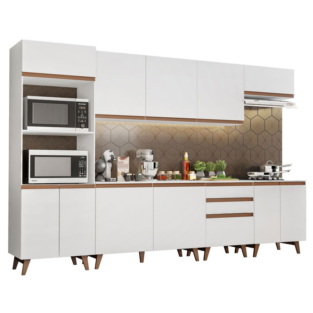 Armário de Cozinha Completa 320cm Branco Reims Madesa 02