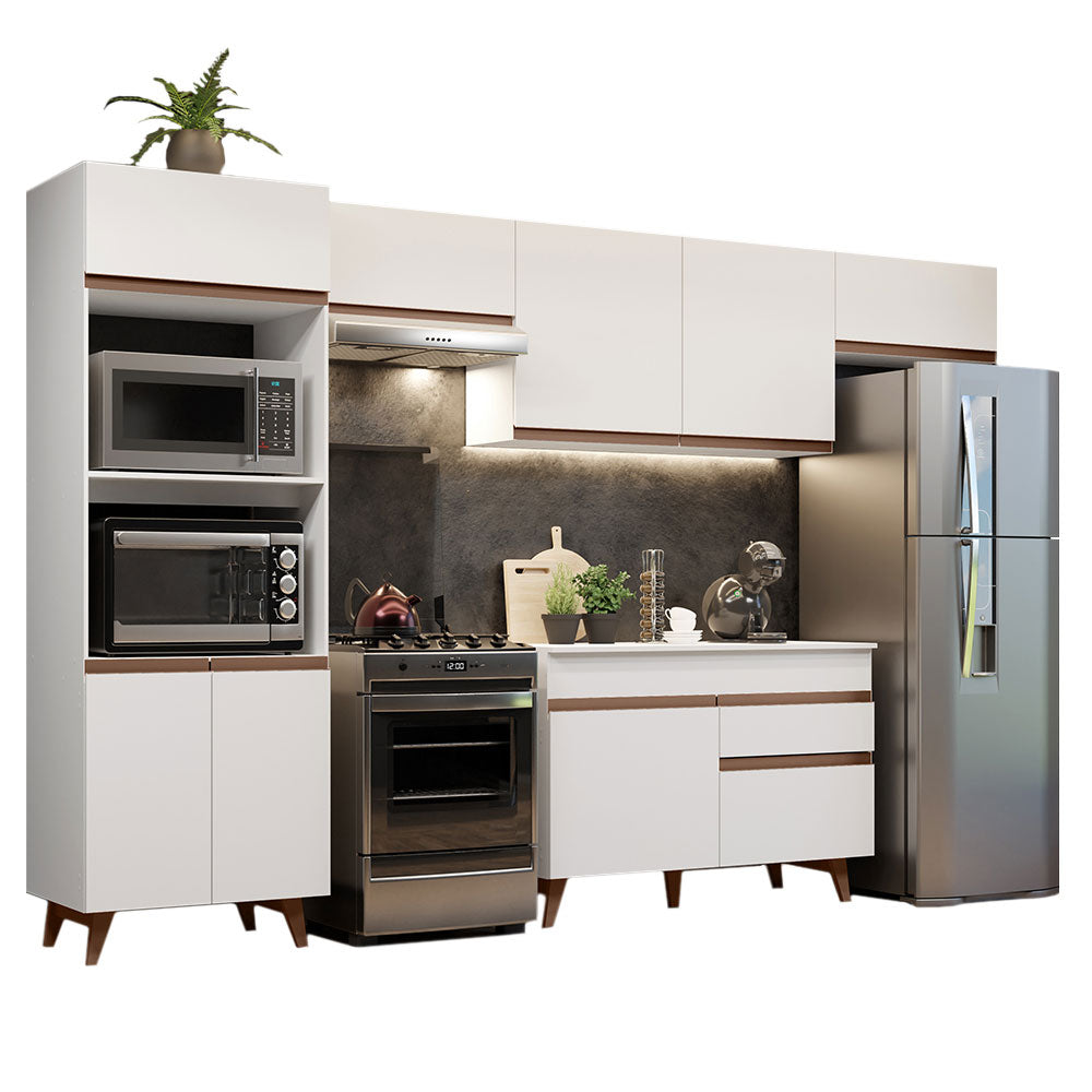 Armário de Cozinha Completa 330cm Branco Reims Madesa 01