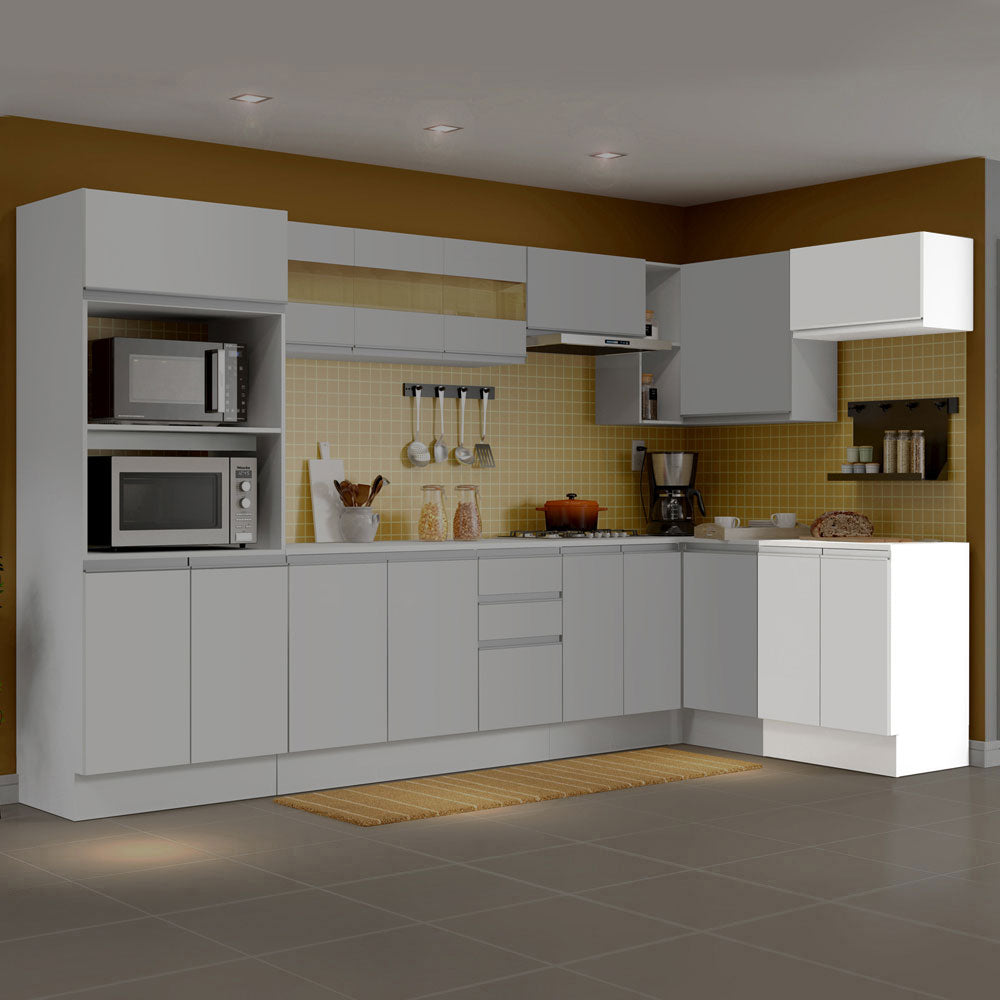 Kit 60 cm 100% MDF 2 Portas e 1 Suspensa Branco Smart Madesa