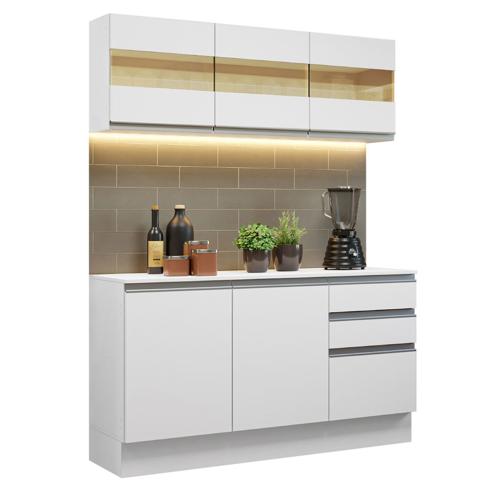 Armário de Cozinha Compacta 100% MDF 120 cm Branco Smart Madesa 01