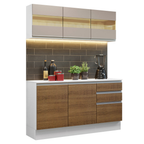 Armário de Cozinha Compacta 100% MDF 120 cm Branco/Rustic/Crema Smart Madesa 01