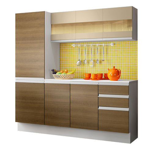 Armário de Cozinha Compacta 100% MDF 170 cm Branco/Rustic/Crema Smart Madesa 01