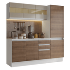 Armário de Cozinha Compacta 100% MDF 170 cm Branco/Rustic/Crema Smart Madesa 02