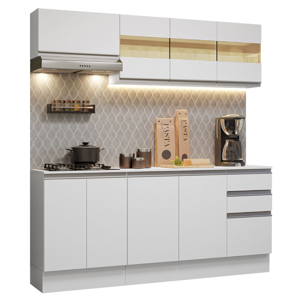 Armário de Cozinha Compacta 100% MDF 180 cm Branco Smart Madesa 01