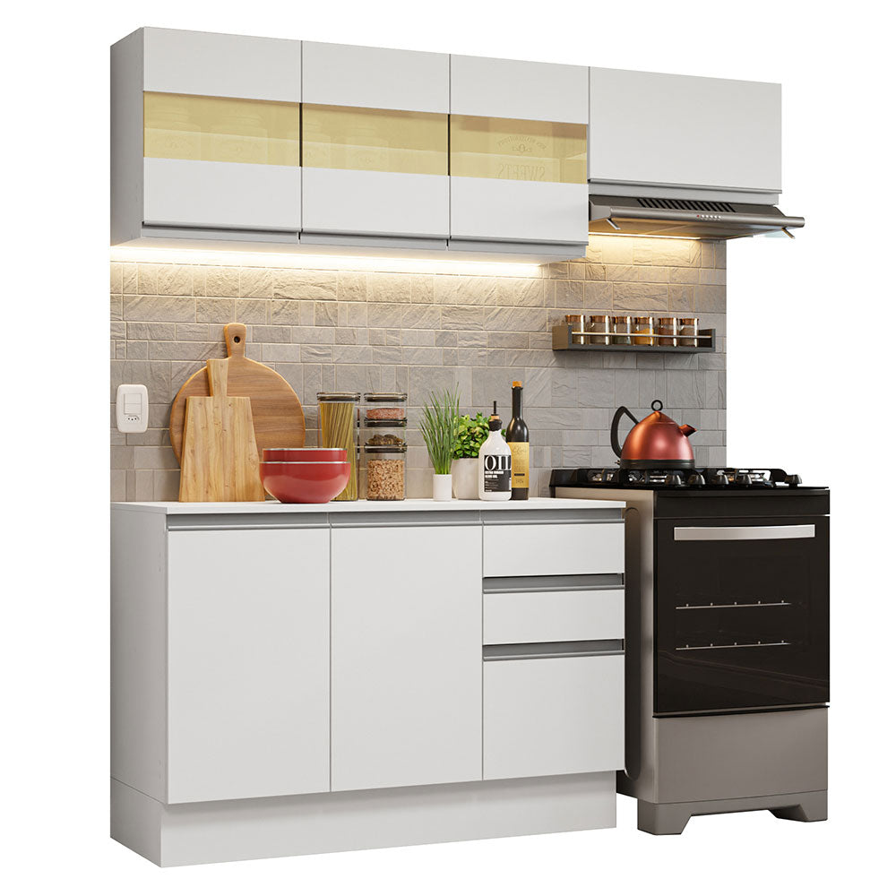 Armário de Cozinha Compacta 100% MDF 180cm Branco Smart Madesa 02