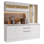 Armário de Cozinha Compacta 100% MDF 180 cm Branco Smart Madesa 04